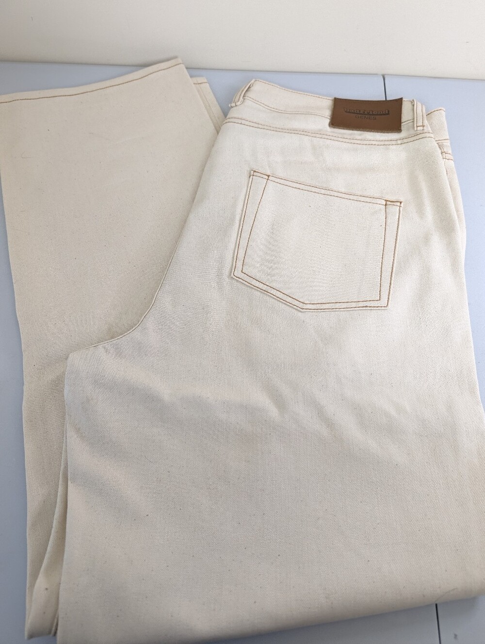High-Rise Straight-Leg Jeans in Natural Cream B32